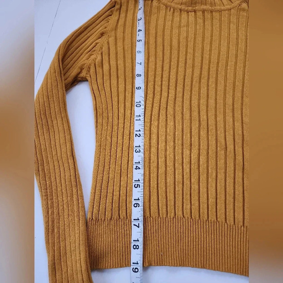 Zara Knit Mellow Yellow Ribbed Viscosa Long Sleeve Pullover Sweater, Warm, sz Lg - Picture 9 of 15